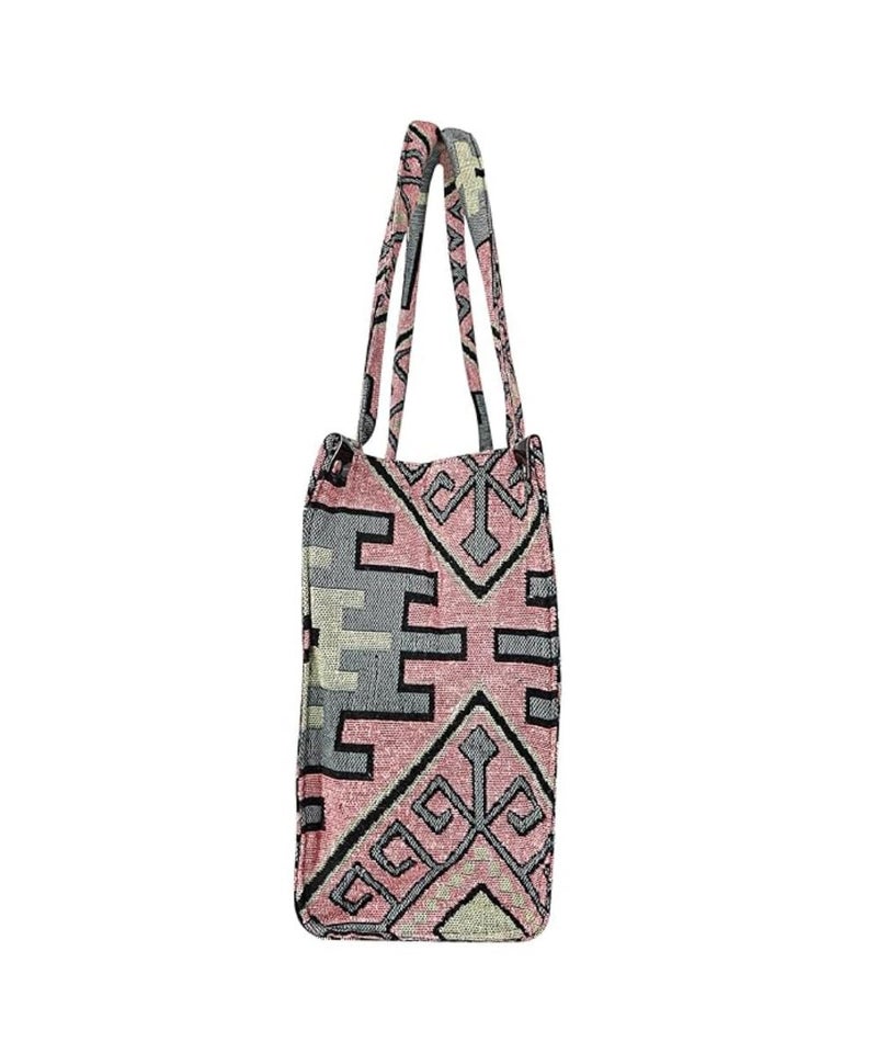 Glowic Totebag | 15 L capacity bag for office, casual and daily use | 1 big compartment and 1 small pocket with zipper clouser | Multicolor cotton fabric bag (Multicolor3) - Image 5