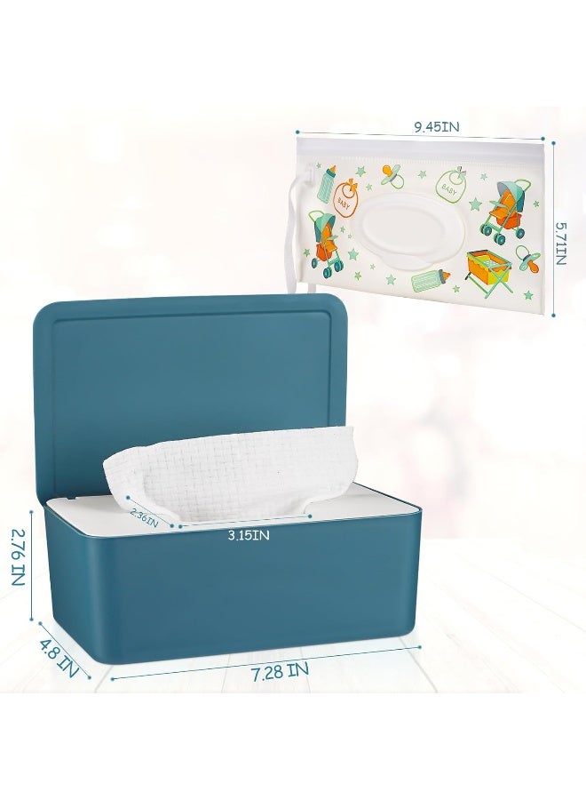 Whiidoom Diaper Wipes Dispenser Wipes Holder, Wipes Tissue Case Keeps Wipes Fresh Tissue Wipes Container with Lid (Blue) - Image 2