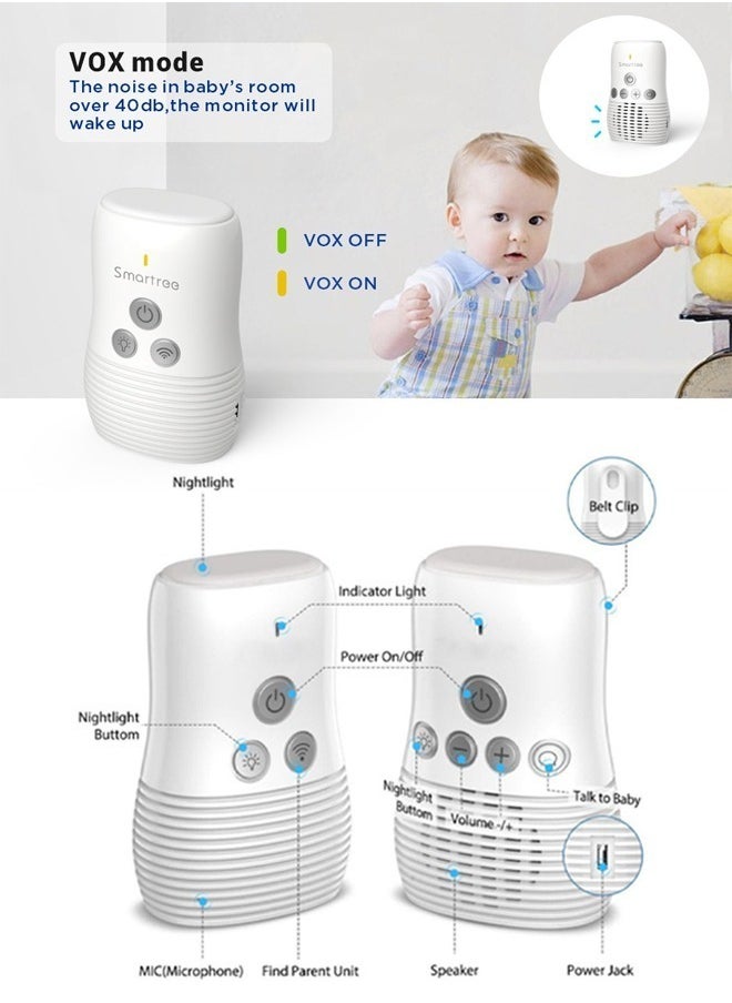Occuwzz Baby Sound Monitor Wireless Two-Way Night Light Caretaker Noise Detection Suitable for Elderly Baby Monitoring  - Image 2