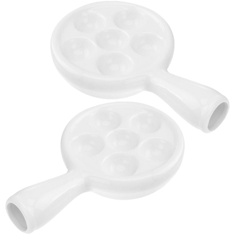2Pcs Ceramic Escargot Tray Handle Snail Grill Dish Escargot Baking Dish Escargot Baking Tray - Image 1