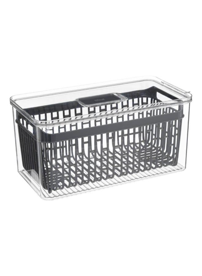 Five Simply Smart Tidy Fridge Organizer Box Clear and Grey Medium 189618 - Image 1