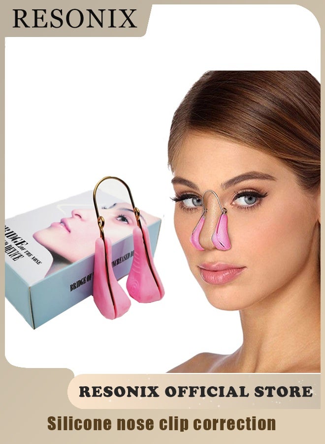 RESONIX Pink Nose Shaper Clip – Soft Silicone Nose Bridge Lifter & Tip Slimming Beauty Tool for Women, Comfortable Daily Nose Sculpting Clip, Washable & Reusable Design - Image 1