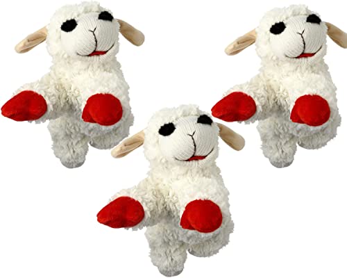 HDP Lambchop Plush Dog Toy 10 with Squeaker ColorWhite SizeSet of 3 - Image 1