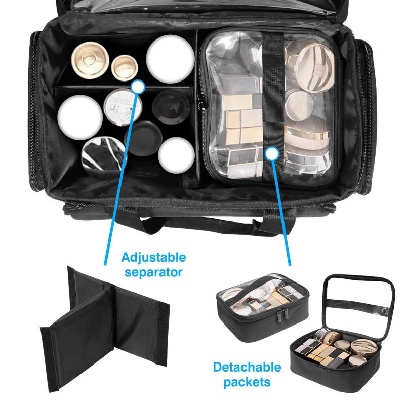 Purple Spill Proof Cosmetic Travel Bag With Removable Dividers Large Capacity Toiletry Organizer - Image 5