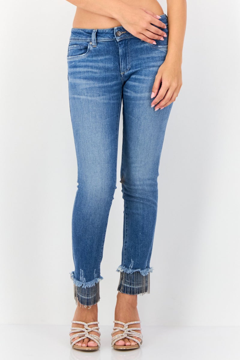 SALSA Women Cropped Skinny Washed Stretchable Jeans, Medium Wash  - Image 1