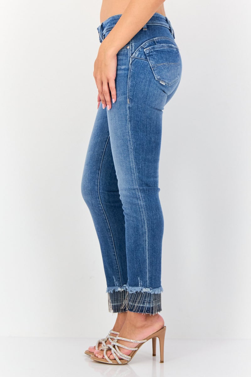 SALSA Women Cropped Skinny Washed Stretchable Jeans, Medium Wash  - Image 3
