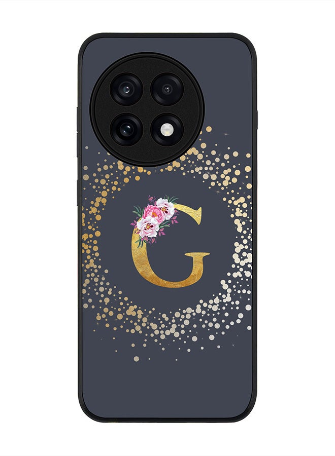 Stylizedd For OnePlus 13R / Ace 5 Pro Case,Slim fit Camera Protection, Shockproof Thin Phone cover  - Custom Monogram Floral - G  (Grey )