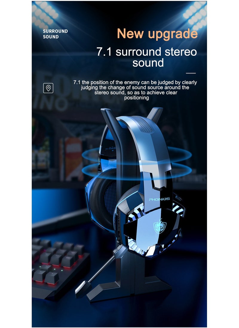 PHOINIKAS - PS4 Gaming Headset for Xbox One, PS5, PC, G2000PRO Wired Over Ear Headphones with Detachable Noise Cancelling Mic, Bluetooth Wireless Earphones for Phone, One-Click 7.1 Sound, Up to 12h - Image 1