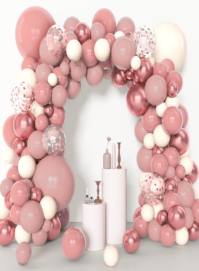 Amandir 153pcs Dusty Pink Balloon Garland Arch Kit, Different Sizes 18 12 10 5 inch Pink White Sand Metallic Confetti Pink Balloons for Girl Baby Shower Birthday Boho Party Decorations - Image 5