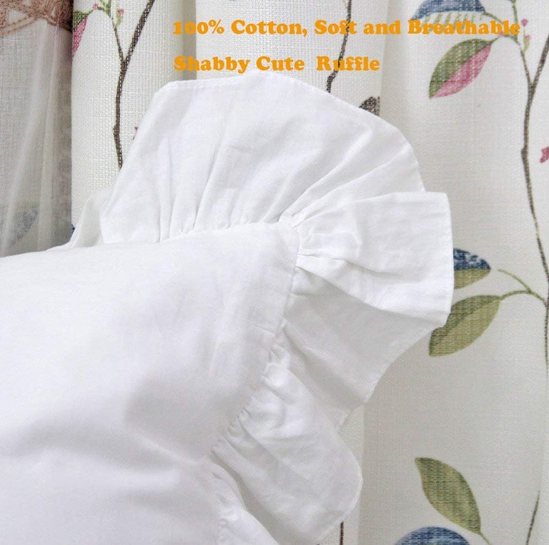 QSH Queen's House White Euro Sham Ruffle Pillowcase 26''x26'' -1 Piece - Image 3