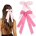 MIKONIKO Bow Hair Clips 2PCS Set for Women and Girls Black White Ribbon Bows for Hair with Long Tail Alligator Clip Pink Hot Pink - Image 2