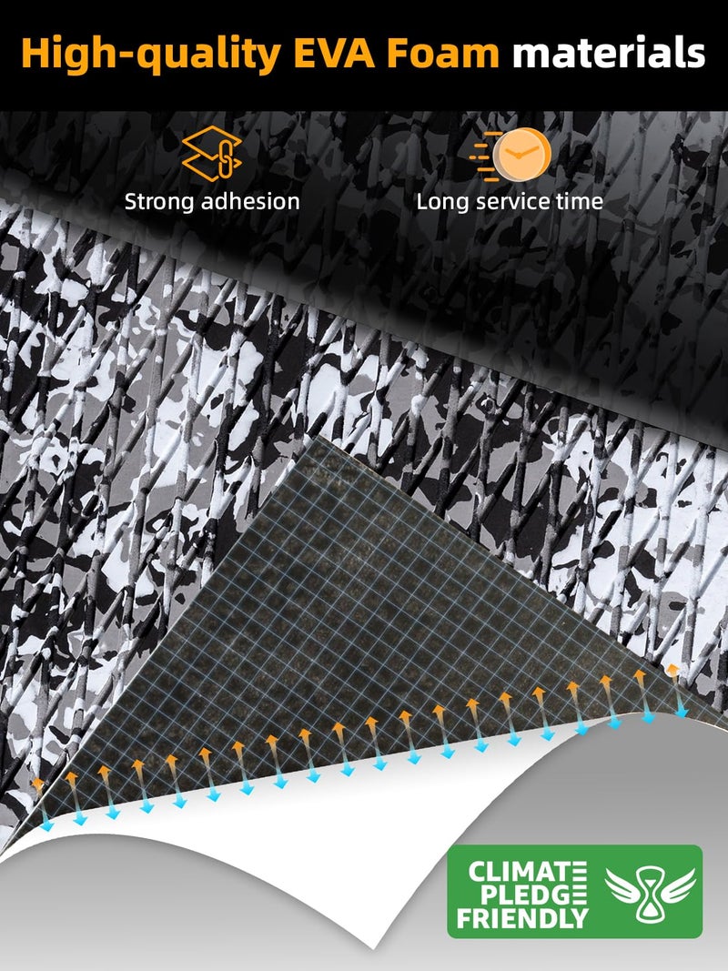 FOCEAN Boat Flooring EVA Foam Boat Decking Camo Marine Flooring Self-Adhesive Marine Mat for Motorboat RV Yacht Kayak, 94.5''x 15.7'', Snow Camo - Image 2
