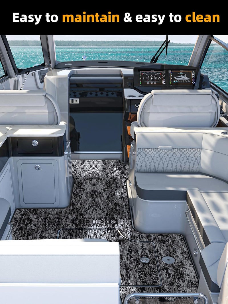 FOCEAN Boat Flooring EVA Foam Boat Decking Camo Marine Flooring Self-Adhesive Marine Mat for Motorboat RV Yacht Kayak, 94.5''x 15.7'', Snow Camo - Image 5
