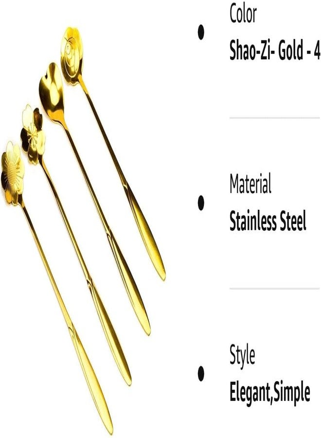 FALONG Desert Spoon Golden Spoons Spoon Set for Kitchen Different Shape Coffee Spoons Dessert House Flower Teaspoons - Image 5