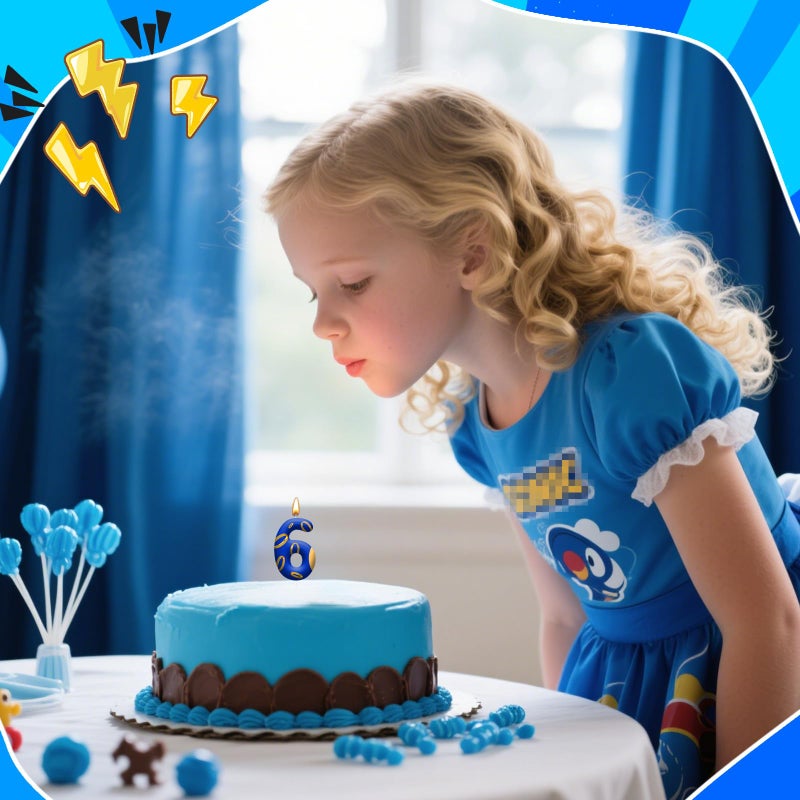 AXBMM Birthday Cake Candles - Blue and Golden Ring Number Candles with Vibrant Designs for Boys & Girls, Theme Birthday Party Decorations,Cake Toppers for Theme Parties(Number 6) - Image 5