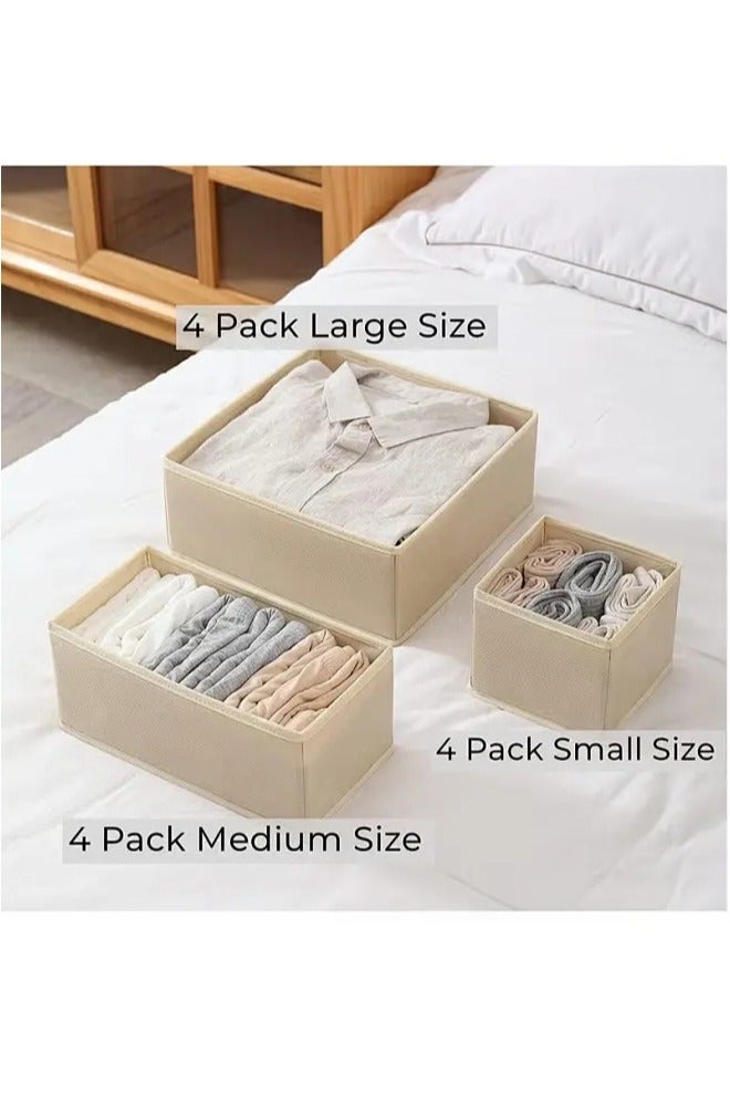 Clothing Storage Organizers, 12 Set Foldable Underwear Drawer Organizer And Closet Dividers, Storage Box For Clothes, Socks, Underwear(Beige) - Image 2