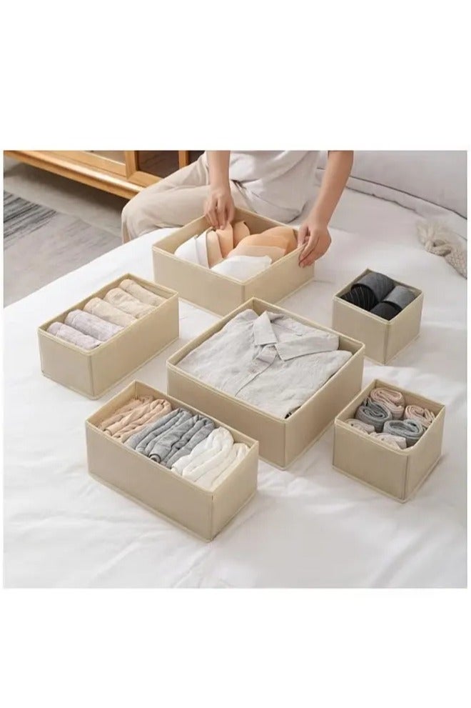 Clothing Storage Organizers, 12 Set Foldable Underwear Drawer Organizer And Closet Dividers, Storage Box For Clothes, Socks, Underwear(Beige) - Image 4
