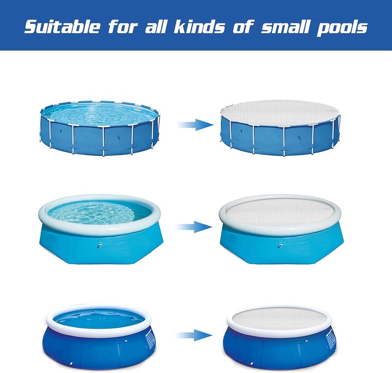 woobles 4-15ft Solar Pool Cover, Round Cover for Above Ground In-Ground Frame Swimming Pools Inflatable Pool,Reduce Water Evaporation Keep Warm Rainproof Dust Protector (7.9ft, Silver), 001 - Image 3