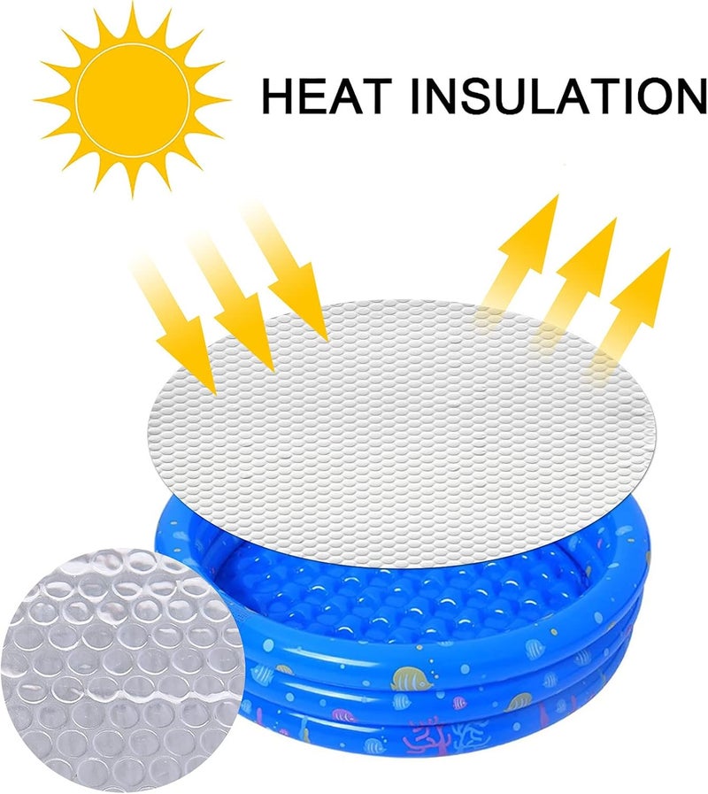 woobles 4-15ft Solar Pool Cover, Round Cover for Above Ground In-Ground Frame Swimming Pools Inflatable Pool,Reduce Water Evaporation Keep Warm Rainproof Dust Protector (7.9ft, Silver), 001 - Image 2