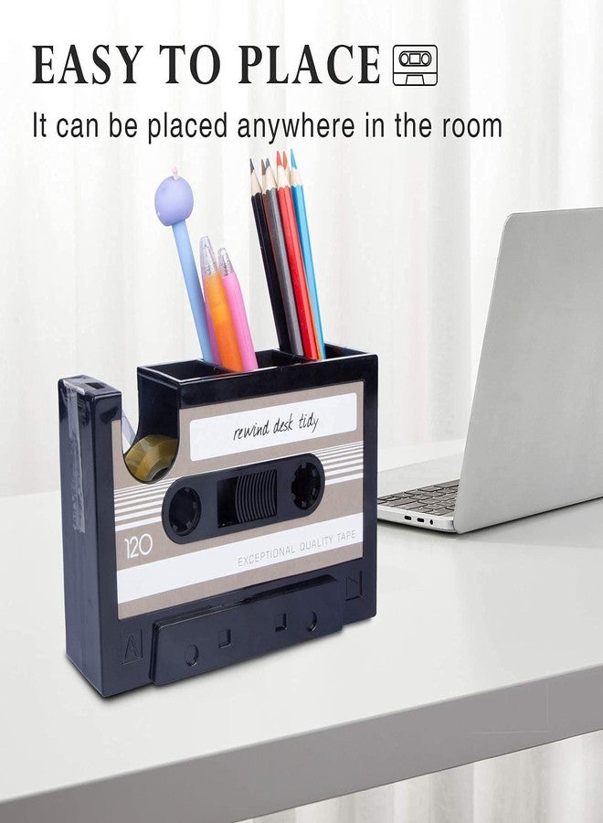 Aobopar Retro Cassette Tape Pen Holder, 80's Desk Accessories, Funny Cute Tape Dispenser (Grey) - Image 4