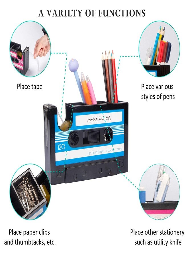 Aobopar Retro Cassette Tape Pen Holder, 80's Desk Accessories, Funny Cute Tape Dispenser (Grey) - Image 5