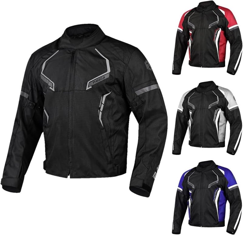 PANDA CYCLE GEAR Men's Motorcycle Jacket - High Visibility All Season Armored Riding Gear, All Black, XL - Image 1