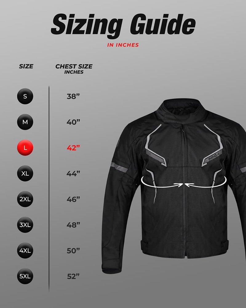 PANDA CYCLE GEAR Men's Motorcycle Jacket - High Visibility All Season Armored Riding Gear, All Black, XL - Image 5