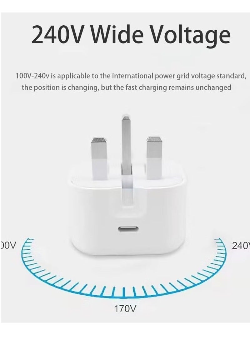 20W USB-C Fast Wall Charger Adapter with UK 3-Pin Plug – Quick Charging Power Adapter for Smartphones & Tablets - Image 3