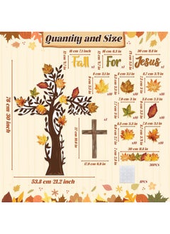 CY2SIDE Fall For Jesus Bulletin Board - 109Pcs Fall Maple Leaves Love Tree Bulletin Board Set Watercolor Cross Maple Leaves Name Tags Cutouts Trim Borders Thankful God Sunday School Chalkboard Decor  - Image 2