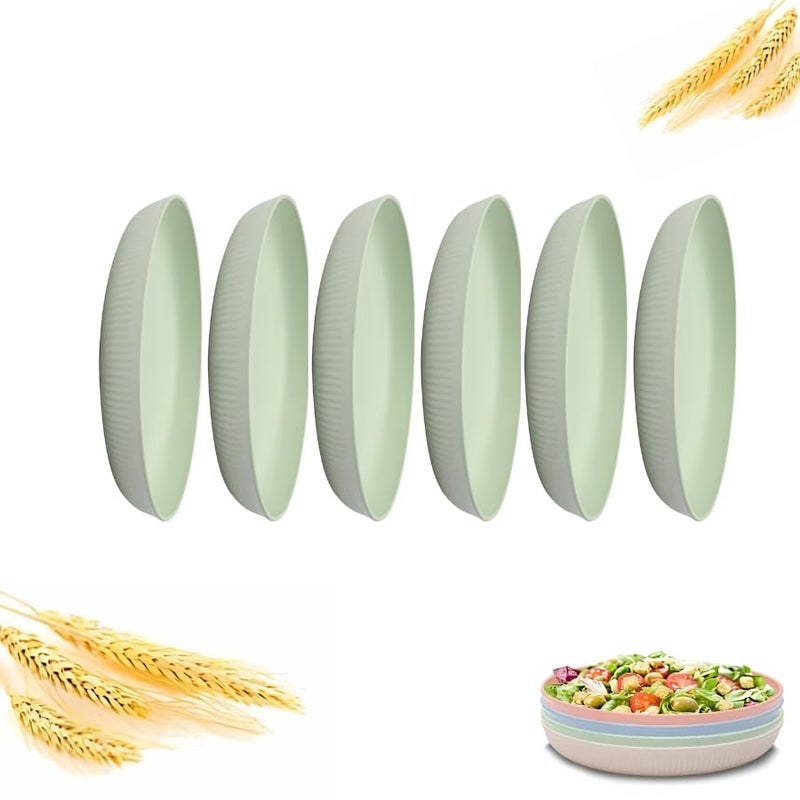 FLOXIT 8 PACK 9 Inch Lightweight Wheat Straw Plates Unbreakable Deep Dinner Plates Plastic Plates Reusable Dark Green Color Nontoxin BPA free Dinnerware Sets Microwave Dishwasher Safe Colorful - Image 1
