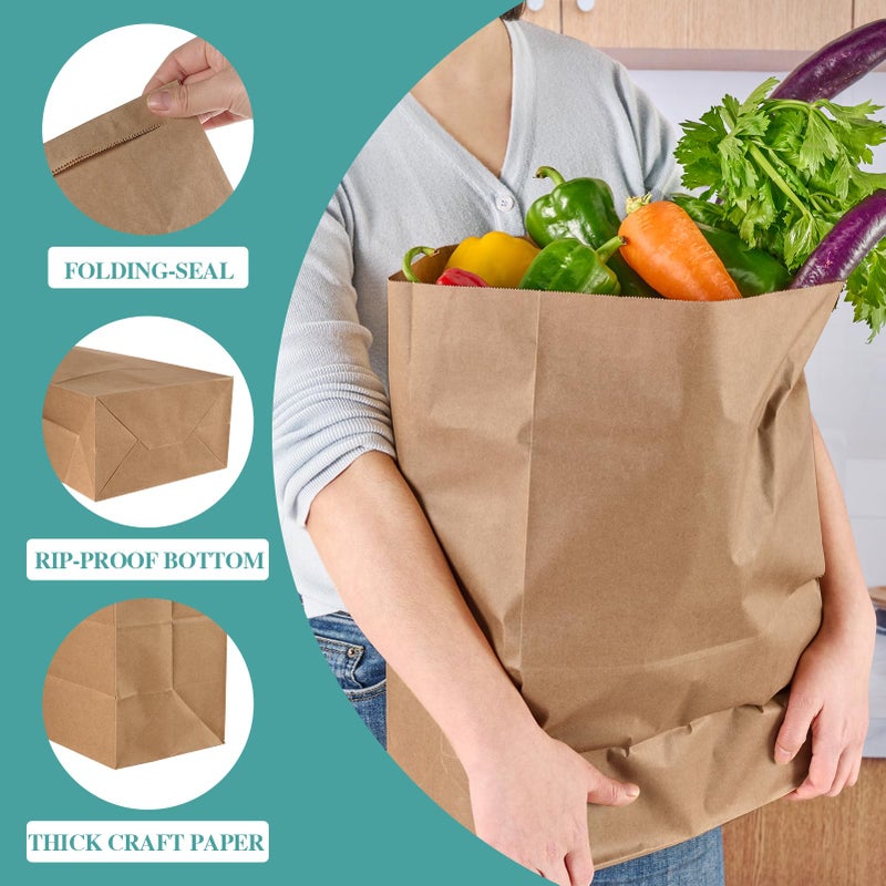 MUCHII 57 LB 50 Count Kraft Paper Bags, Large Brown Paper Grocery Bags for Storage, Shopping - Image 3