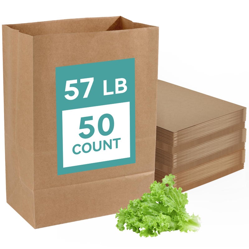MUCHII 57 LB 50 Count Kraft Paper Bags, Large Brown Paper Grocery Bags for Storage, Shopping - Image 1