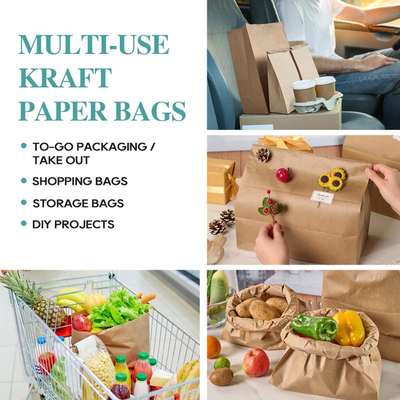 MUCHII 57 LB 50 Count Kraft Paper Bags, Large Brown Paper Grocery Bags for Storage, Shopping - Image 4