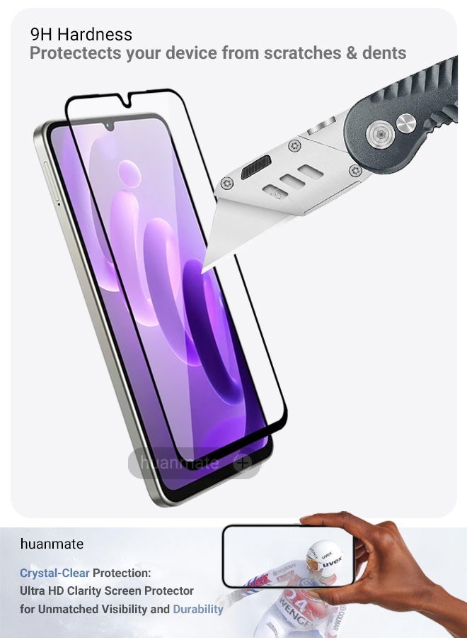 huanmate 2 Pieces itel City 100 Screen Protector – Premium Edge to Edge Tempered Glass, High Transparency, Delicate Touch, Anti-Explosion, Smooth Arc Edges, Easy Installation - Image 3
