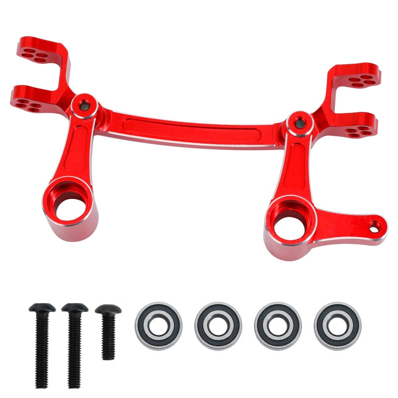 POLANTA Aluminum Steering BellcrankSteering Link Steering Parts Set with Ball Bearing Upgrade Parts for 18 Arrma Mojave 4X4 4S BLXReplaces ARA340200 Red - Image 2