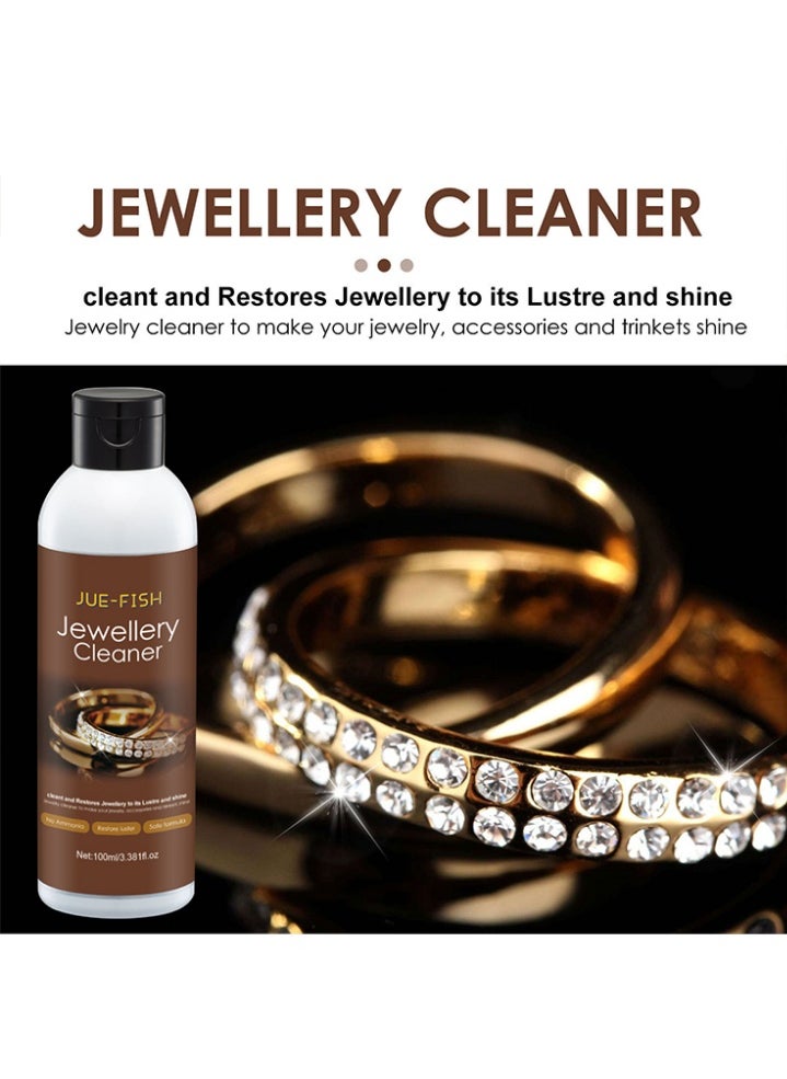 JUE-FISH Jewelry Cleaner, Jewelry Cleaner Solution for Diamond, Gold, Silver, Gemstones, Best Extra Concentrated Formula Silver Jewelry Cleaner For Sonic And Ultrasonic Jewelry Cleaner Solution 100ML  - Image 3