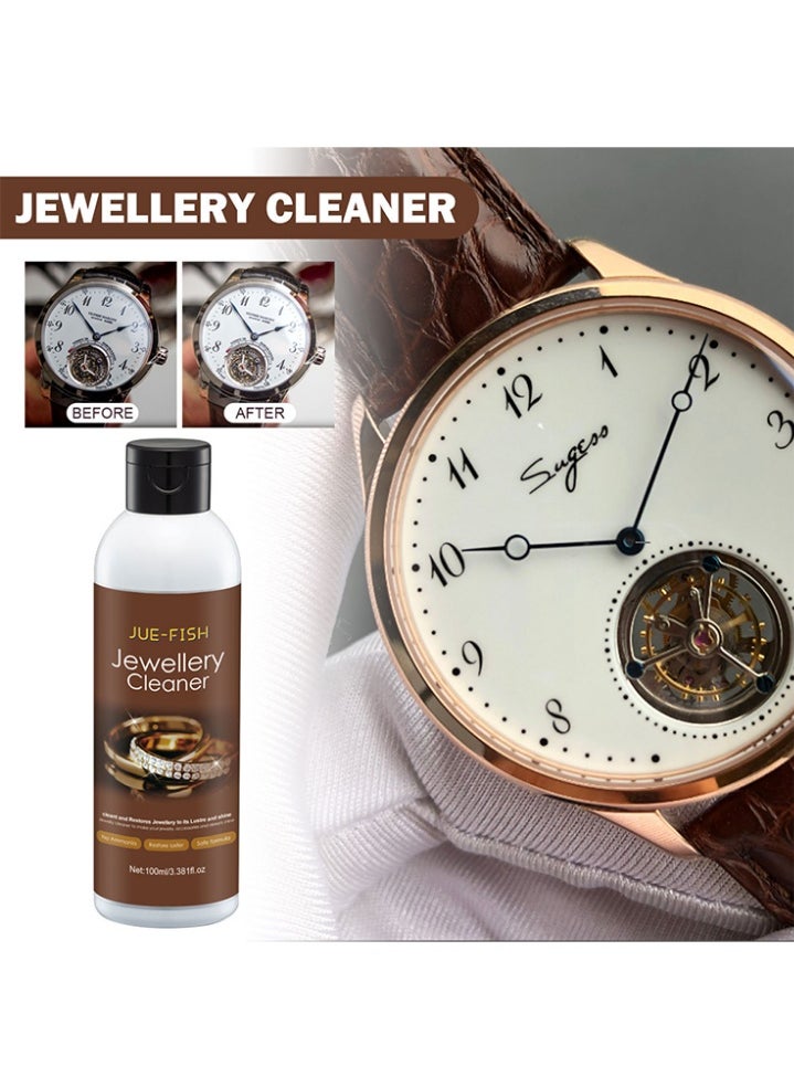 JUE-FISH Jewelry Cleaner, Jewelry Cleaner Solution for Diamond, Gold, Silver, Gemstones, Best Extra Concentrated Formula Silver Jewelry Cleaner For Sonic And Ultrasonic Jewelry Cleaner Solution 100ML  - Image 2