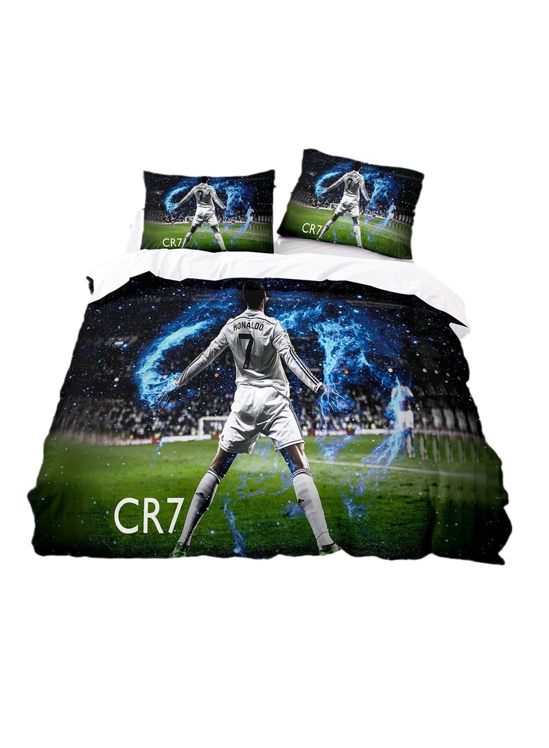 3pc creative 3d printing creative printing 1 quilt cover 2 pillowcases fashion set football star Ronaldo - Image 1