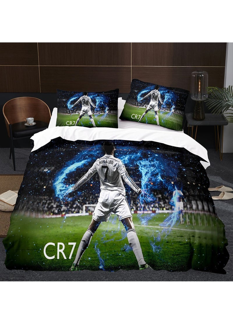3pc creative 3d printing creative printing 1 quilt cover 2 pillowcases fashion set football star Ronaldo - Image 2