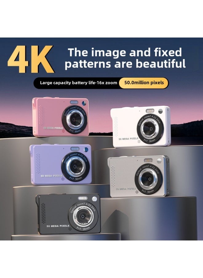 HD Digital Camera Ccd Student Party Retro Home Old-fashioned Camera Campus Card Machine Video Camera-color:M08 Pink-HD Large Screen  - Image 4