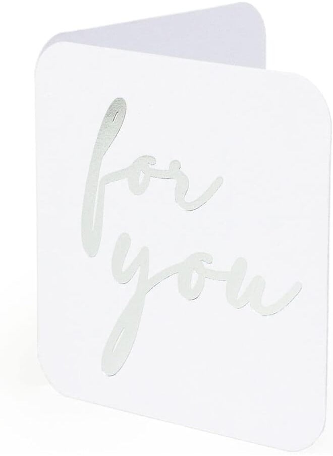 Ym Sketch YM Sketch Greeting Card Blank - For You | Round Edge Square 6.5 x6.5 cm | Luxury Gold Foil Emboss on White 