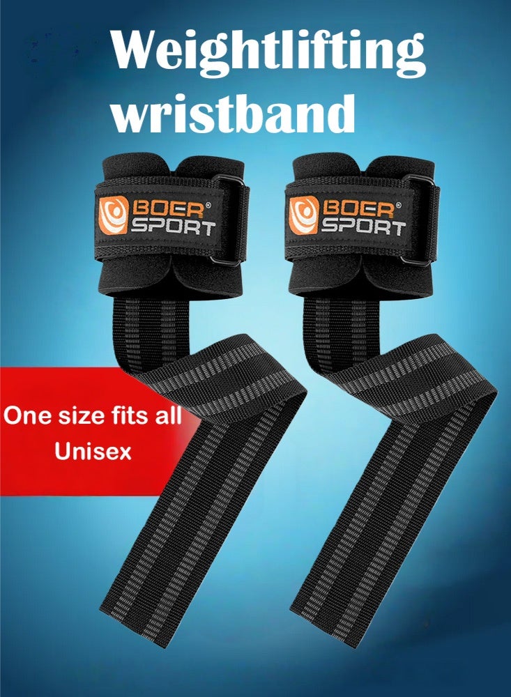 BOER Cotton Hard Pull Wrist Lifting Straps Grips Band-Deadlift Straps with Neoprene Cushioned Wrist Padded and Anti-Skid Silicone - for Weightlifting, Bodybuilding, Xfit, Strength Training - Image 1