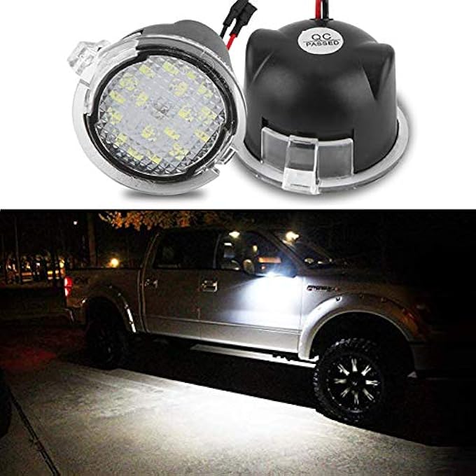rayihni Full Led Side Under Mirror Puddle Light For Ford F150 Expedition Explorer Edge Flex Fusion Taurus X Lincoln Mercury Mirror Signal Lamp Indicator Waterproof Bright Replacement Accessories 2 Pcs White - Image 2