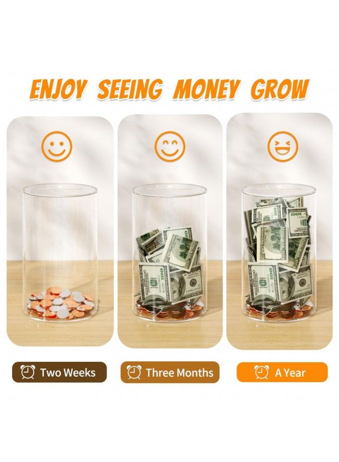 NIUBEE Clear Piggy Bank for Adults Kids, Acrylic Piggy Bank for Boys Girls to Saving Money Cash Coin, Must Break to Open, Perfect Size 10" H x 6" Diameter(Large) - Image 3