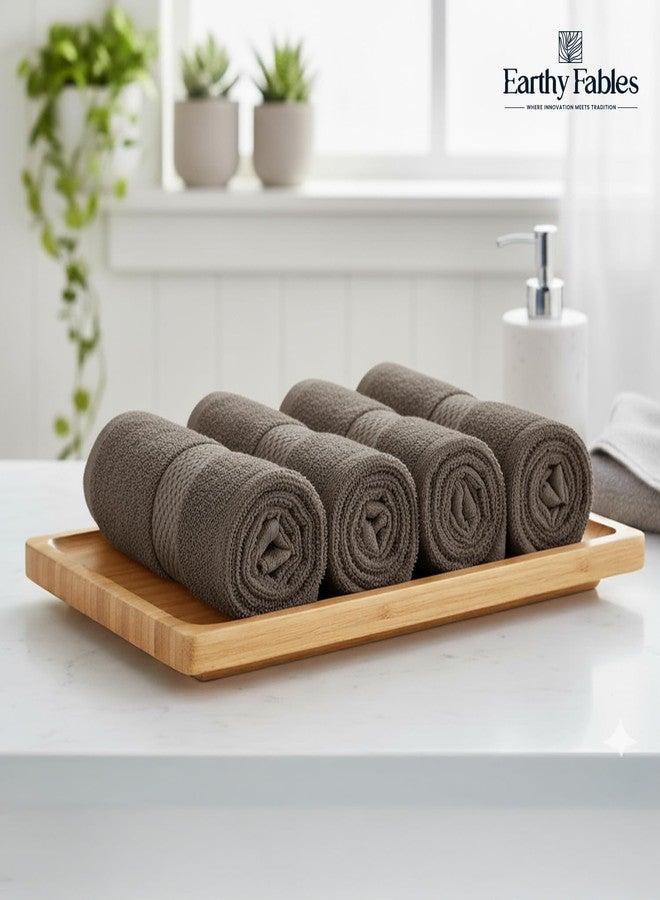 Earthy Fables Premium Face Towels - 100% Combed Cotton, 600 GSM, Ultra Soft, Quick Dry & Highly Absorbent, for Gym, Travel & Acne-Prone Skin, 30x30 cm, Set of 4 (Grey) - Image 2