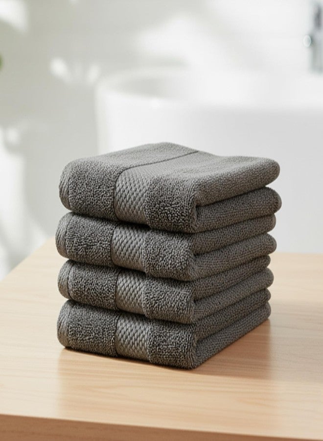 Earthy Fables Premium Face Towels - 100% Combed Cotton, 600 GSM, Ultra Soft, Quick Dry & Highly Absorbent, for Gym, Travel & Acne-Prone Skin, 30x30 cm, Set of 4 (Grey) - Image 1