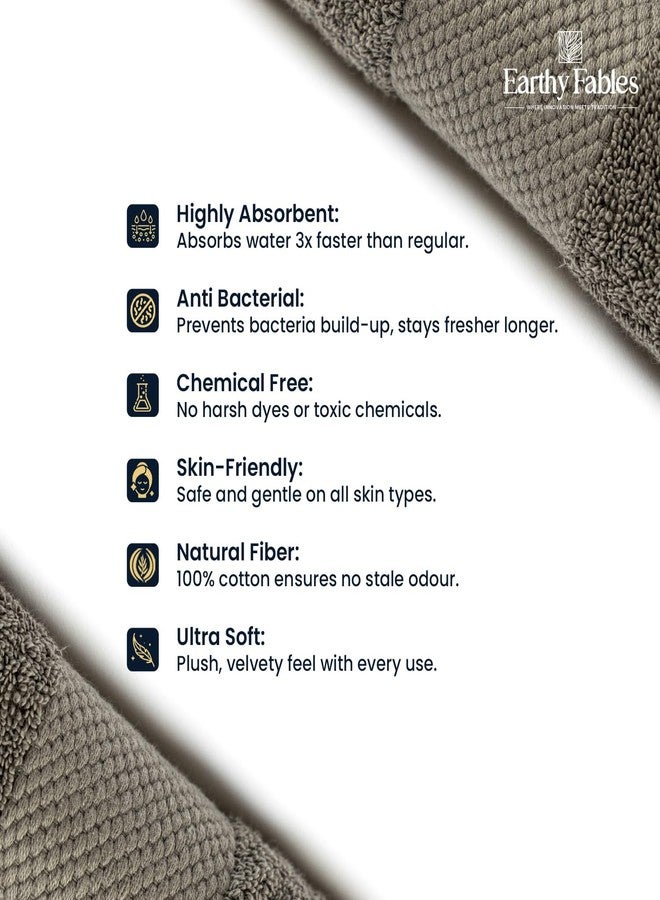 Earthy Fables Premium Face Towels - 100% Combed Cotton, 600 GSM, Ultra Soft, Quick Dry & Highly Absorbent, for Gym, Travel & Acne-Prone Skin, 30x30 cm, Set of 4 (Grey) - Image 4