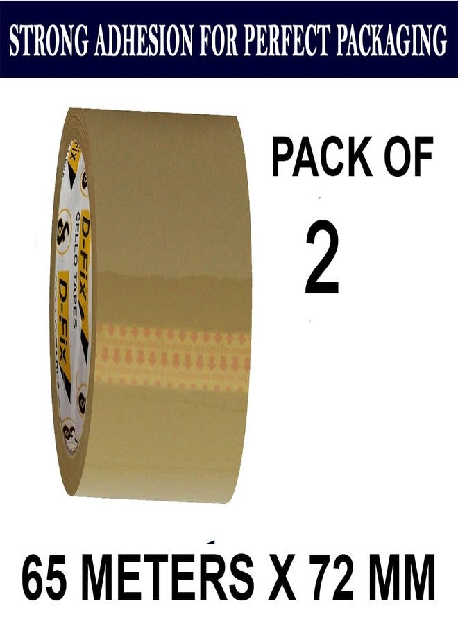 D-Fix شريط لاصق ذاتي بني اللون من دي-فيكس - طول 65 متراً - عرض 72 مم / 3 بوصات - 3 قطع في العبوة - شريط تغليف صناعي من مادة BOPP لتعبئة صناديق التجارة الإلكترونية، والاستخدام المكتبي والمنزلي (2) - Image 2