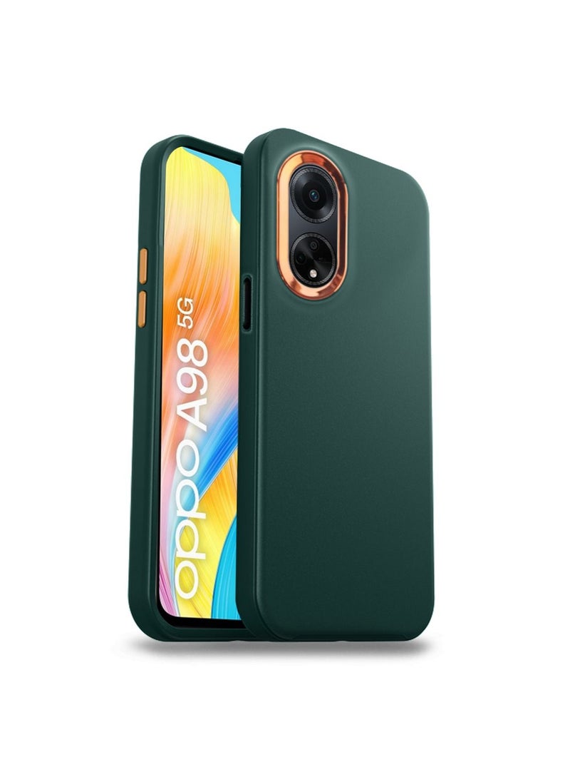 دبليو تيك غطاء جراب أنيق مطلي بالكاميرا لهاتف Oppo A98 5G 2023 باللون الأخضر الداكن  - Image 1