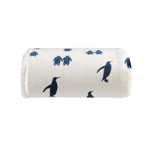 Eddie Bauer - Blanket, Ultra-Soft Plush Fleece with Faux Shearling Popcorn Fleece Reverse, Oversized Bedding for Couch or Bed (Emperor Penguin, 50" x 60") - Image 1